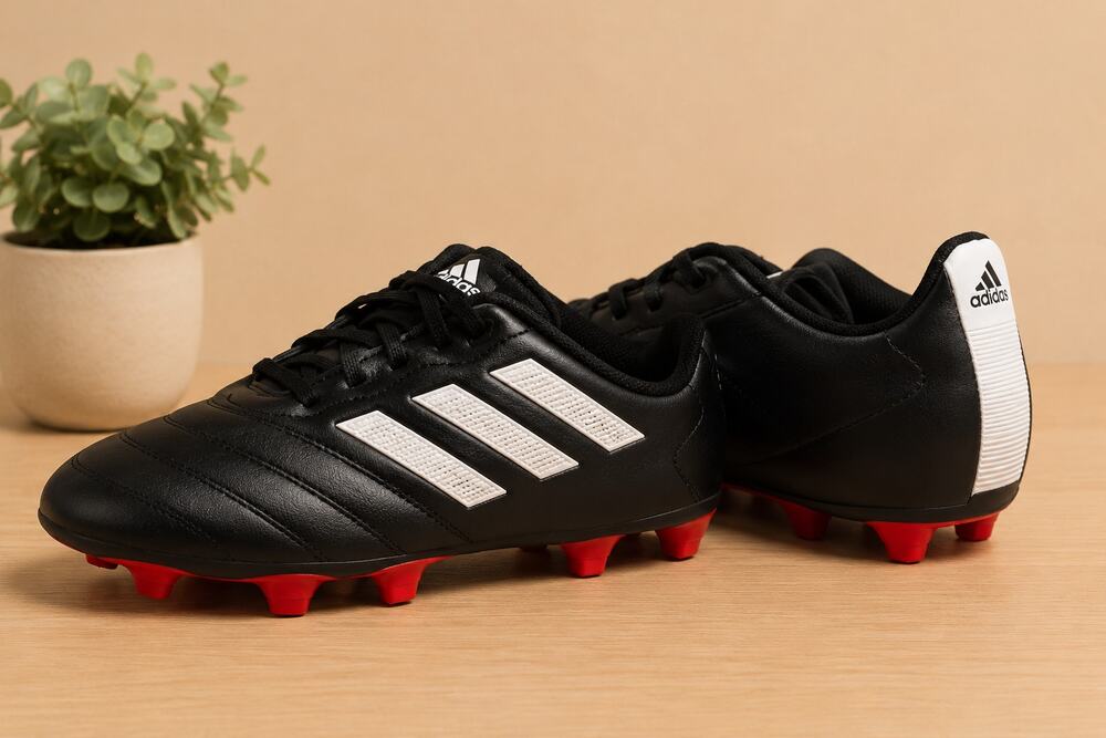 USED adidas unisex Goletto Viii Firm Ground Soccer Shoe, Black/White/Red,5.5 US